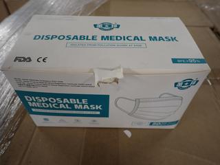 Pallet of 3-Ply Disposable Protective Adult Face Masks, Approximately (2000) Per Box. (WH)