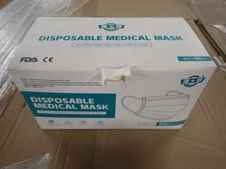 Pallet of 3-Ply Disposable Protective Adult Face Masks, Approximately (2000) Per Box. (WH)