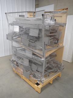 Pallet of Display Racking with (2) Wood/Metal Tables, 52 x 31-1/2in x 30in. (WH)