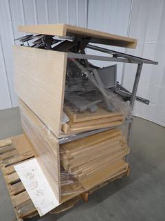 Pallet of Display Racking with (2) Wood/Metal Tables, 46in x 20in x 26-1/2in. (WH)