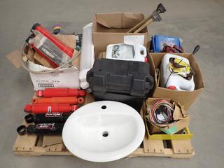 Pallet of Assorted Automotive, Welding and Household Supplies. (9-F-3)