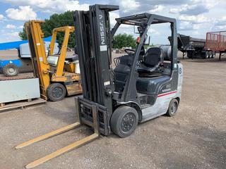 Nissan MCP1F2A25LV 5,000LB Forklift c/w Nissan 2.1L 4 Cyl LPG, Direct, FOPS, 3 Stage Mast, Side Shift, 42in Forks, Suspension Seat, 21x7x15 Front, 16-1/4x6x11-1/4 Rear Tires, Showing 17,225 Hours, SN CP1F2-9P8019