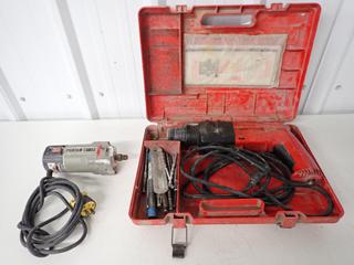 Porter Cable 7399 HD Drywall Cutout Unit 30,000 RPM, 120V AC/DC and Hilti TE10 Hammer Drill c/w Bits. (2-B-3)