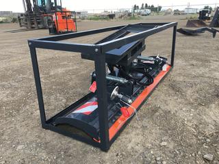 Unused TMG Industrial 94in. Skid Steer Dozer Blade/Snow Pusher, 30 Degree Left & Right, Bolt-On Cutting Edge, Adjustable Skid Shoes, Universal Quick Mount, TMG-DB94. Control # 7797