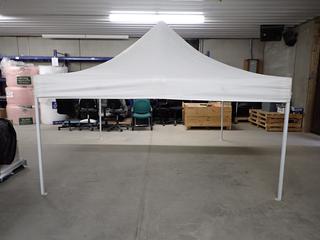 10ft x 10ft White Pop-Up Canopy c/w Bag, Canvas in Good Condition. (9-D-2)