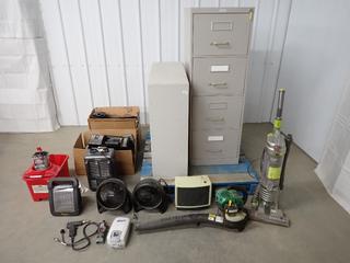 Assorted Heaters, Fans, Gas Blower, Soldering Gun, Cabinets, Office Supplies, Household Items, Etc. (WH)