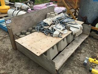 Pallet of Concrete Deck Blocks and Quantity of L-Shaped Anchor Bolts.