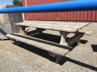 Wooden Picnic Table, Approximately 8ft x 5ft 11in x 32in H.