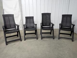 (4) Unused Plastic Multi-Position Folding Patio Chairs. (WH)