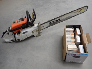 Stihl 090-AV Heavy Duty Chain Saw with 32in Chain and Assorted Stihl Saw Chains. (1-C-3)