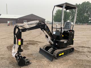 Unused 2023 Mini Pro MP10 Mini Excavator c/w Briggs and Stratton 13 HP, Auxiliary Hydraulics, Swing Boom, Backfill Blade, Tool Kit, Showing 000006 Hours S/N 2023010001
