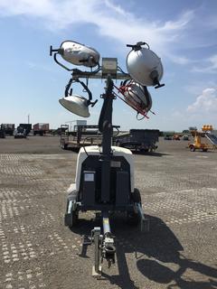 Atlas Copco V4 Portable Light Tower/Generator c/w 5.5W, 120/240 Volt, 60 Hz, 2" Ball, Showing 873 Hours, S/N WVX917877 *Requires Repair