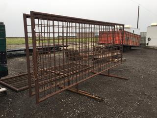 (2) Free Standing Steel Gate Panels Approximately 14 Ft. L x 6 Ft. H & (1) Steel Gate Panel Approximately 12 Ft. L x 55 In., Control # 7898
