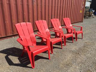 (4) Red Plastic Adirondack Chairs.