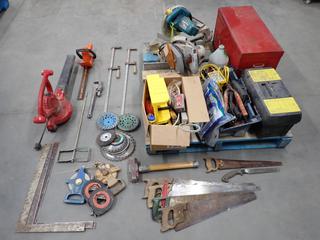 Assorted Blades, Hand Tools and Power Tools. (9-D-3)