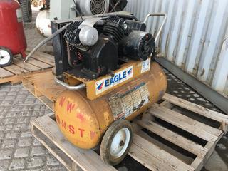 Eagle 6.0 CFM 100 PSI Portable Compressor, Model# P312 OH1 w/ Single Phase 3Hp 60Hz 15.0 Amp Emerson Motor. *Requires Repair*