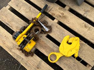 Power Fist 1 1/2 Ton Chain Hoist and (1) Plate Clamp 2 Ton.