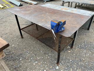 Steel Work Bench, Approximately 6 ft x 3 ft x 3 ft H c/w No.3 Vise.