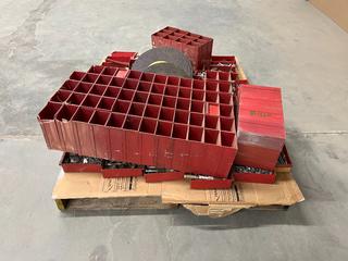 Pallet of Assorted Bolts, Washers, Cutting Wheels, Plastic Parts Bins, Etc. (WH)