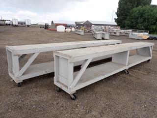 (2) Rolling Work Tables 2 ft w x 3 ft H x 16 ft L.