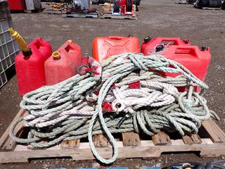 Quantity of 5/8in 3-Strand Poly Steel Safety Lifeline with Cobra Rope Grab, Model AC203 C-Series, Jerry Cans and Lifting Chains.