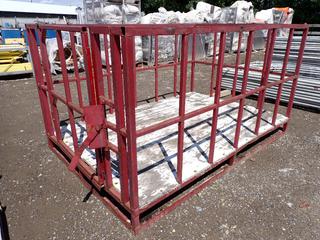 Metal Storage Cage w/ Wooden Floor & Door, 62 in W x 93 in L x 50 in H.