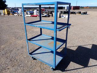 4-Shelf Metal Rolling Cart with Handle, 24in x 36in x 61in H.