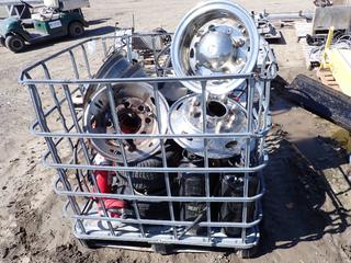 Metal Crate with Form Sprayers, Fire Extinguishers, American LaFrance Hub Caps, Loadstar 215/60-8 Tires with Rims.