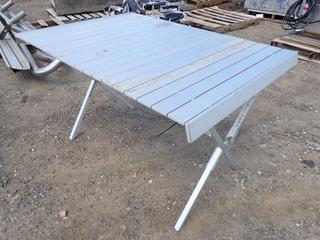 Folding Aluminum Table, Approximately 31-1/2in x 44-1/2in x 27-1/2in H.