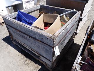 Wooden Crate c/w Assorted Tools/Hardware, Pry Bars, Hammers, Wrenches, Screws, Etc.