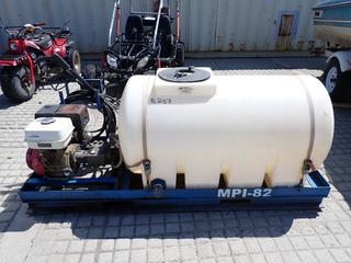 Skid Mounted Pressure Washer w/ White Poly Tank, Honda 11.0 GX 340 Motor c/w Hose & Spray Wand