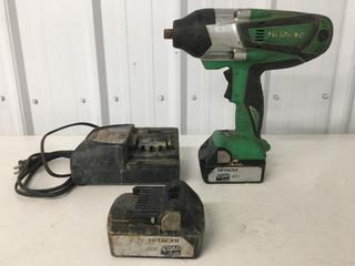 Hitachi 1/2in Square Drive Cordless Impact Wrench, WR18DSHL c/w (2) 18V 4.0Ah Li-ion Batteries and Charger.