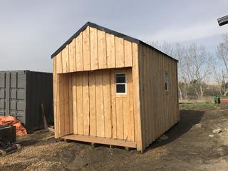 Selling Off-Site - 127in x 196in Bunkhouse Storage Shed On Skids c/w Tin Roof. Buyer Is Responsible For Load Out. Located At Three Hills, AB. For Further Information call Graham 403-968-7697.
