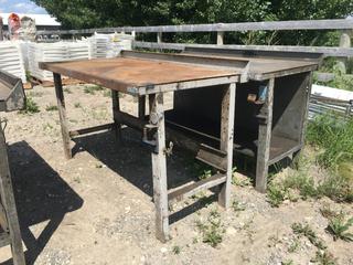 (2) Metal Work Tables. Approximately 30 in x 60 in x 33 in (Height).