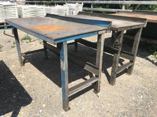 (2) Metal Work Tables. Approximately 30 in x 60 in x 33 in (Height).