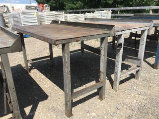 (2) Metal Work Tables. Approximately 30 in x 60 in x 33 in (Height).