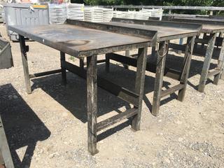 (2) Metal Work Tables. Approximately 30 in x 60 in x 33 in (Height).