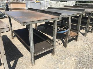 (2) Metal Work Tables. Approximately 30 in x 60 in x 33 in (Height).