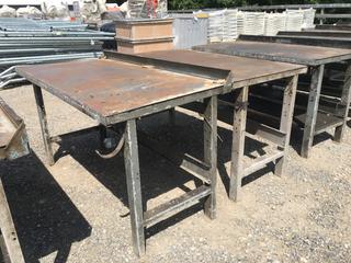 (2) Metal Work Tables. Approximately 30 in x 60 in x 33 in (Height).