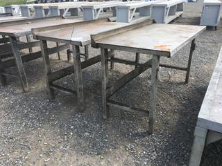 (2) Metal Work Tables. Approximately 30 in x 60 in x 33 in (Height).