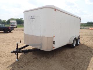 2000 Charmac Trailer Co. 15 Ft. x 6 Ft. T/A Enclosed Trailer c/w 7,000 lbs. GVWR, 3 1/2 In. Tongue, 2 5/16 In. Ball Hitch, Side Door, Rear Barn Doors And ST205/75R15 Tires, VIN 4RYC1420XYT112408