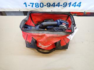 (2) Ryobi 1/2 In., 18V Drills c/w Ryobi P205 3/8 In., 18V Drill, (2) Ryobi P740 18V Radios, (2) Ryobi P400 5 1/2 In., 18V Corner Cat Sanders, Battery Charger and Milwaukee Bag  (F-2)