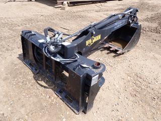 Big Arm Skid Steer Backhoe Attachment c/w 18 In. Bucket and Hydraulic Swing, SN 13005