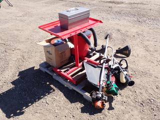 Gas Powered Grass Cutter, Shop Vacuum, Shop Table, Etc.