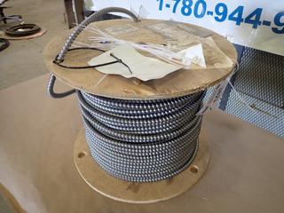 Spool Of Armoured Cable, 600V, 14AWG, 2 Conductors, Aluminum Conductor, PVC Jacket *Note: Length Unknown*     (J-2-2)