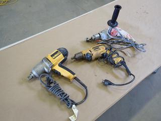 Milwaukee 120V 1/2 In. Magnum Holeshooter c/w Dewalt DWD112 120V 10mm Drill And Dewalt DW294 120V 3/4 In. Impact Wrench (T-4-2)