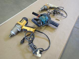 Dewalt DW294 120V 3/4 In. Impact Wrench c/w Dewalt DW272 120V Drywall Screwdriver And Makita 6013BR 1/2 In. Drill   (T-4-2)