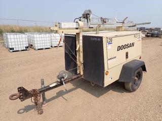 Doosan L20 S/A Light Tower c/w Ingersoll Rand Model 4IRQ2N 2.5L Diesel Engine, Pintle Hitch And ST205/75D15 Tires. Showing 14521 Hrs. *Note: No Lights*