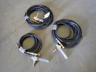 (2) Powerweld Insert Gas Hose 1/4 In. w/ Power Weld Flow Meter Regulator And (1) Powerweld Insert Gas Hose 1/4 In. w/ Victor Flow Meter Regulator  (B-1)