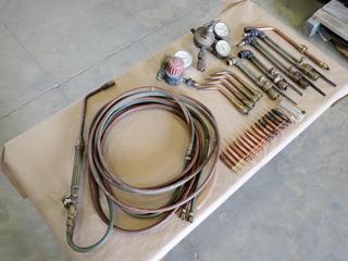 Qty Of Assorted Torch Tips, Gauges, Oxy/Acetylene Hoses And Cutting Torches  (S-2-2)